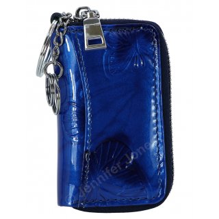 Lederschlüsseltasche blau